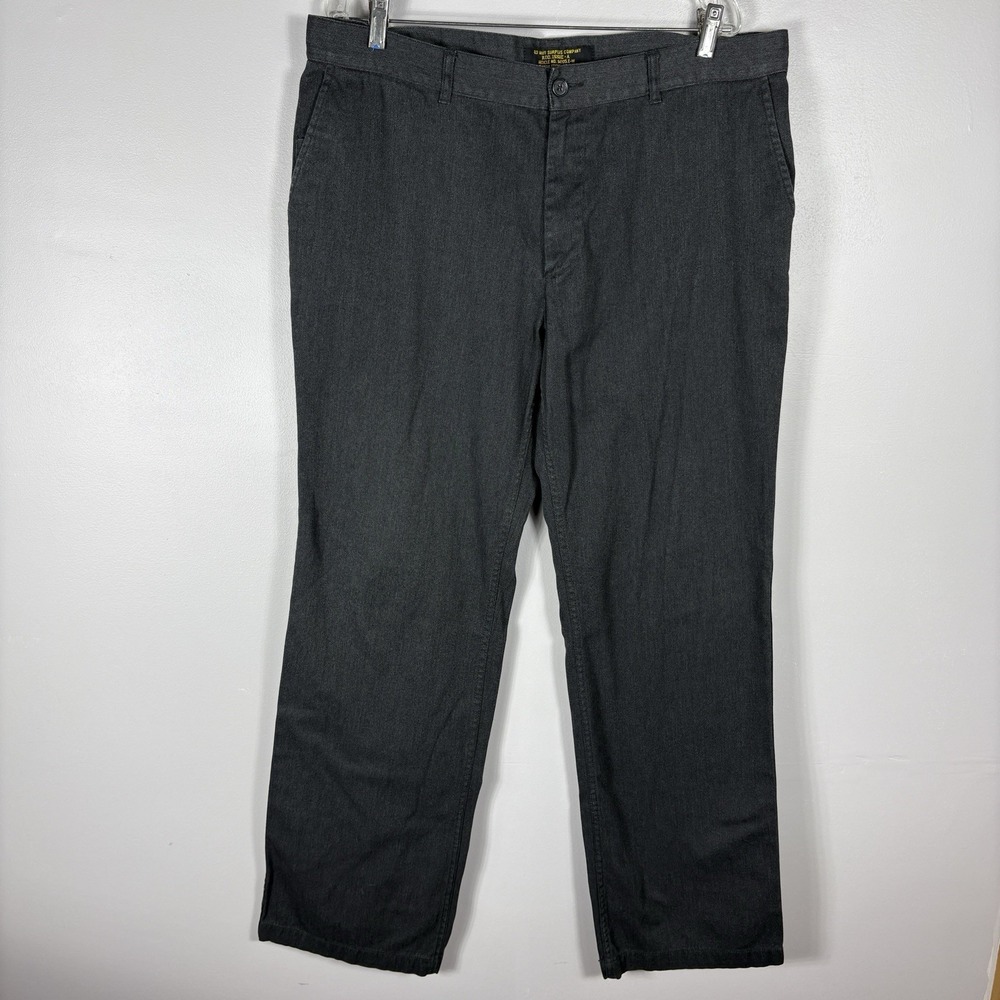 Old Navy Surplus Company Men's 38x33 Black Herringbone Straight Wide Leg Pants